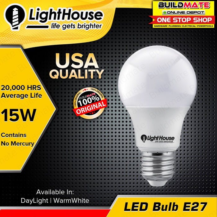 LIGHTHOUSE LED Bulb E27 (PREMIUM) 15W A67 DAYLIGHT | WARM WHITE SOLD PER PIECE •BUILDMATE•
