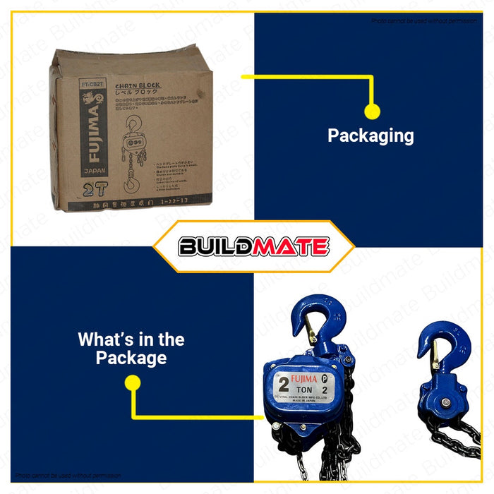 FUJIMA JAPAN Chain Block 2 TONS 2T FT-CB2T •BUILDMATE•
