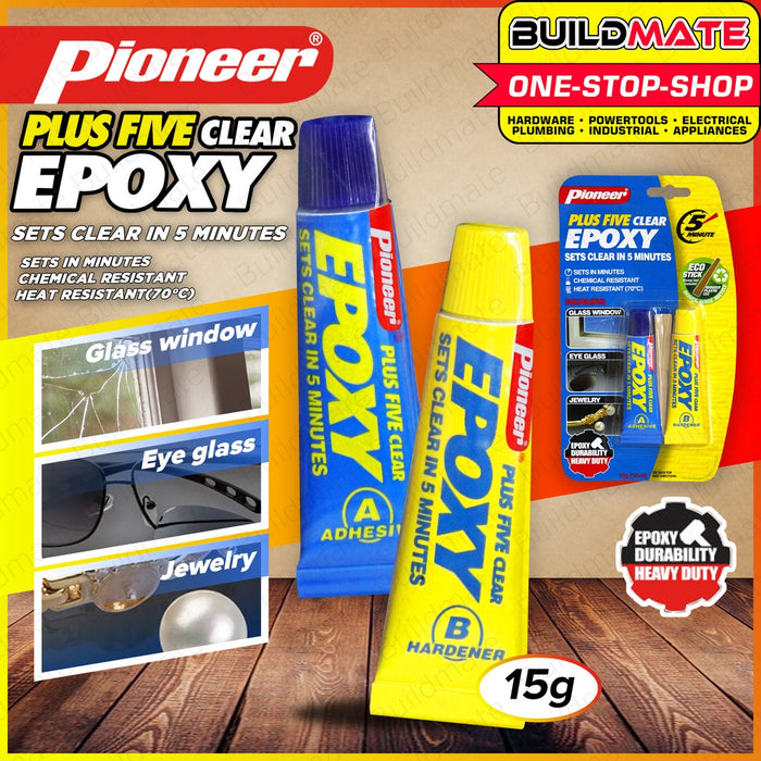 PIONEER Plus Five Clear Epoxy Tube Strip 6g | 15g [SOLD PER PIECE] Epoxy Clear Sets Clear In 5mins