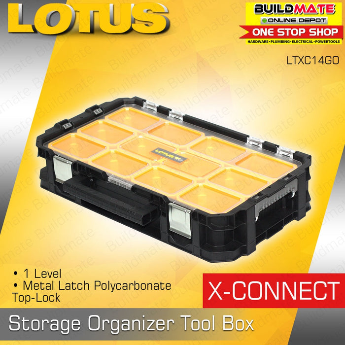 LOTUS X-CONNECT Organizer Metal Latch Polycarbonate Top Lock Tool Box LTXC14GO •BUILDMATE•
