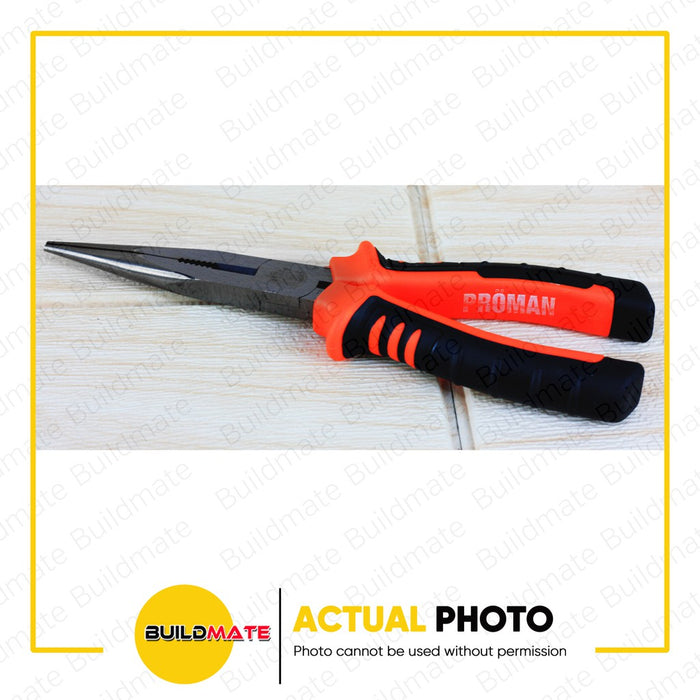 PROMAN Injected Handle Long Nose Plier 8" P-LN11 •BUILDMATE•
