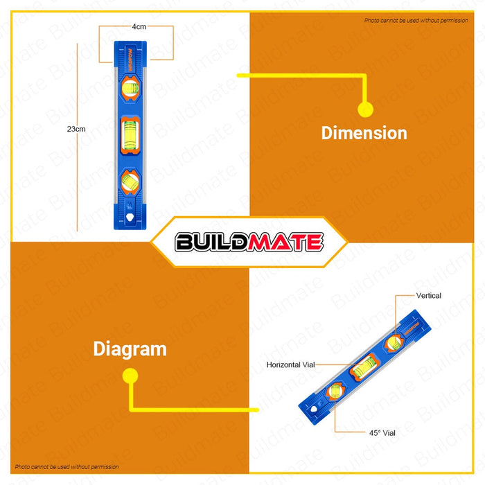 WADFOW Mini Spirit Level With Magnetic 225mm Mini Bubble Level Box Spirit WSL4310 •BUILDMATE• WHT