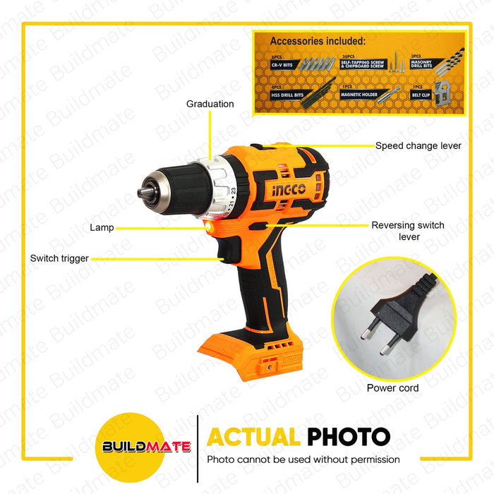 INGCO Lithium-Ion Impact Drill 20V BL Motor CIDLI20608 •BUILDMATE• ICPT