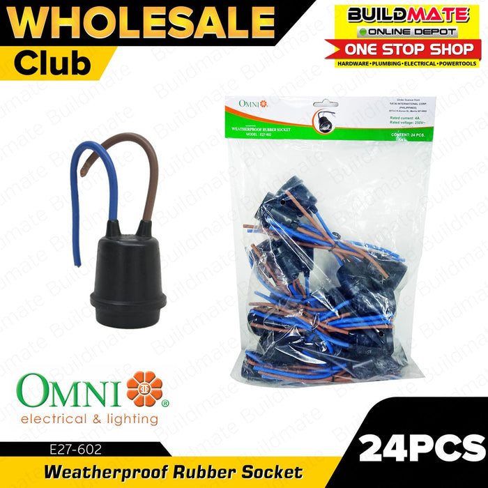 [WHOLESALE] (24PCS) OMNI Weatherproof Rubber Socket 3A 250V E27-602 •BUILDMATE•