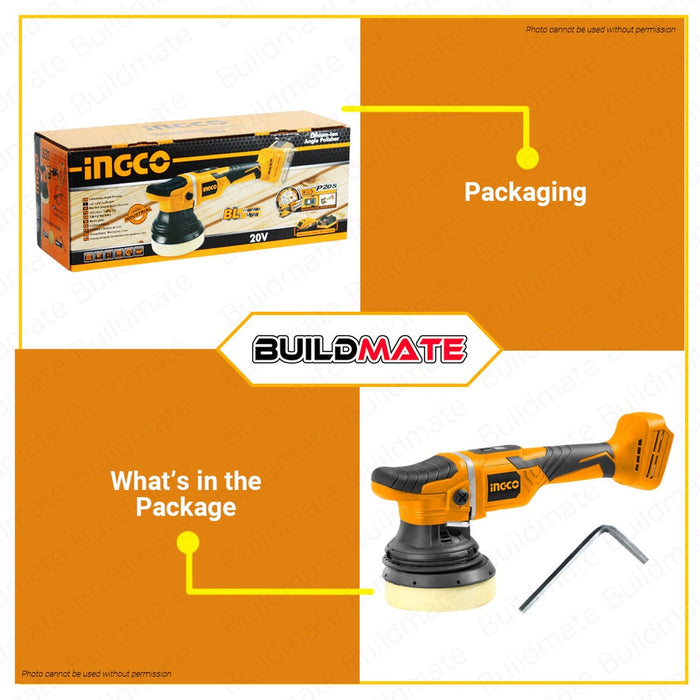 INGCO 20V LI-ION Cordless Angle Polisher Powershare Brushless Motor APLI2002 •BUILDMATE• IPT