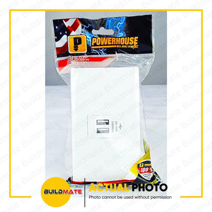 LIGHTHOUSE Electric 1 Gang Plate w/ USB Outlet 120mm x 70mm 5V/2.1A LHWDUSB-303-P1 •BUILDMATE• PHLH