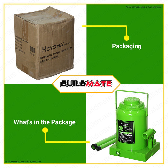 HOYOMA 50 TONS Hydraulic Bottle Jack Welded Bottle Jack Leak Proof Welded Construction HT-HBJ50 HHT