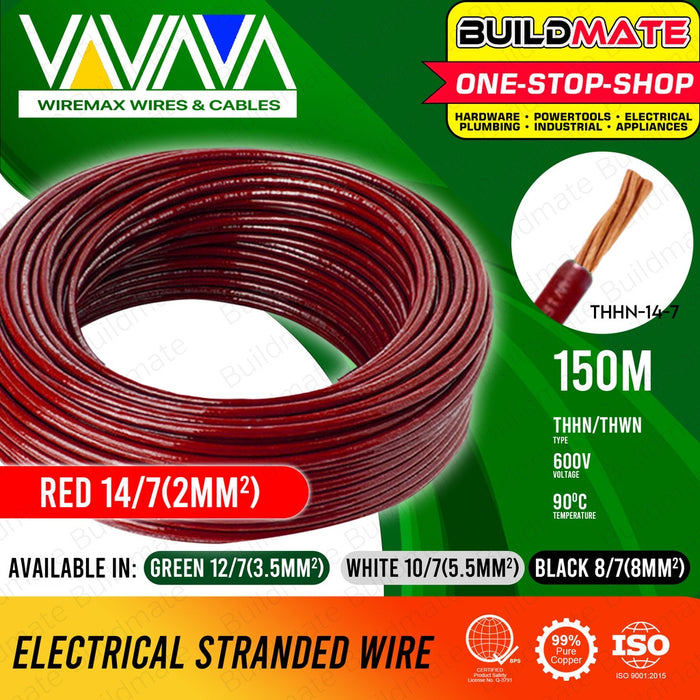 WIREMAX | POWERFLEX Electrical THHN Stranded Cable Wire 150 Meters 8/7 10/7 12/7 14/7 •BUILDMATE•