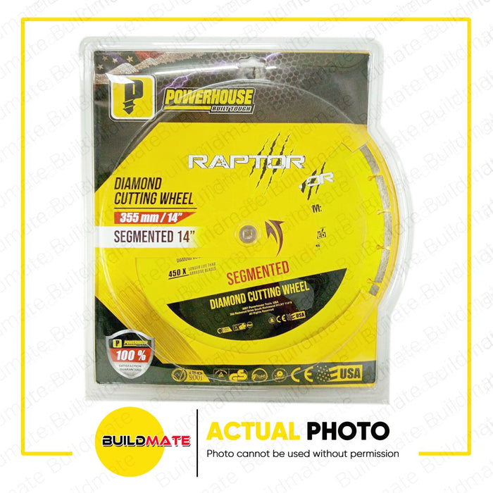 POWERHOUSE 14" RAPTOR SERIES Diamond Cutting Wheel Disc Segmented DRY Cut 14"  •BUILDMATE• PTAA