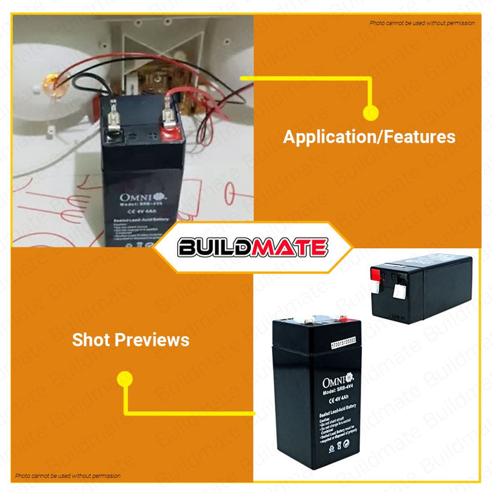 OMNI Sealed Lead Acid Battery 4V 4Ah Spare Battery SRB-4V4 •BUILDMATE•