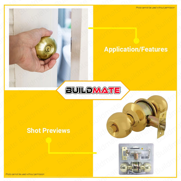 YALE Essential Series Entrance Function Knobset Door Lock Knob Brass Polish #VCA4147 US3 •BUILDMATE•