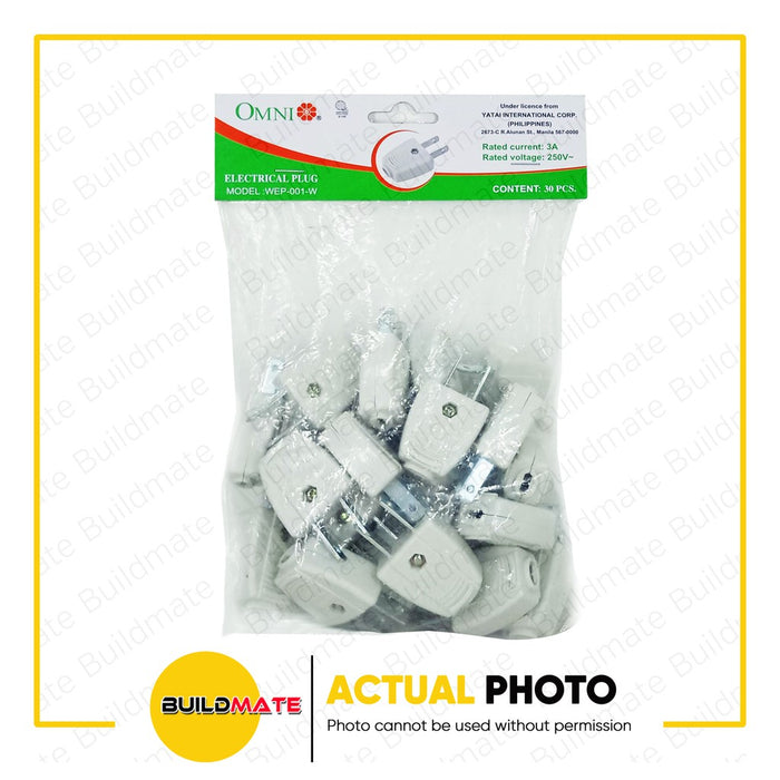 [WHOLESALE] BUILDMATE Omni 30pcs Electrical Plug 3A 250V RANDOM COLOR Only 2 Flat Pin Home Appliance DIY Wall Power Plug WEP001