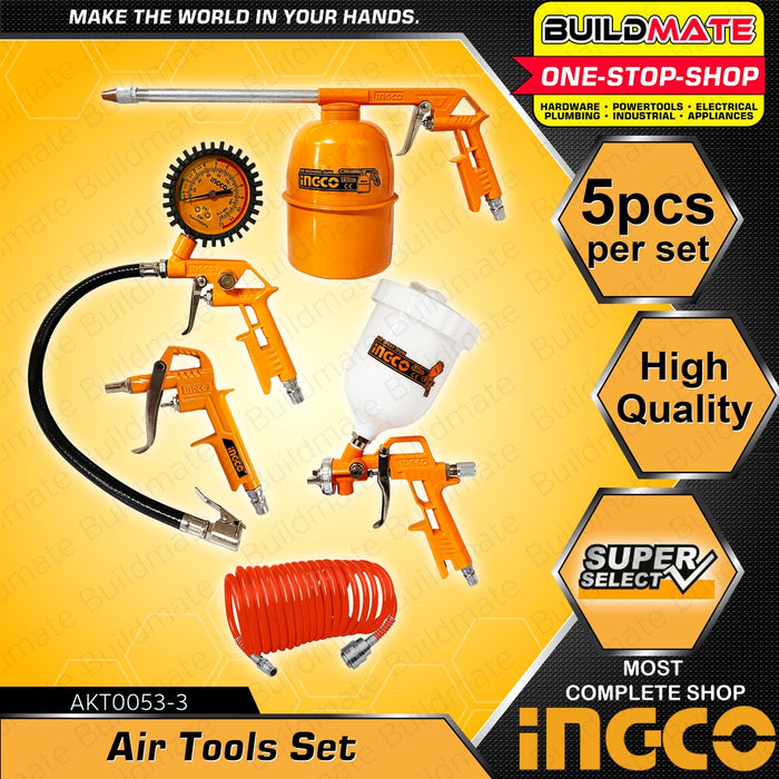 INGCO Paint Sprayer Air Tools Set 5 PCS SUPER SELECT AKT0053-3 •BUILDMATE• IHT