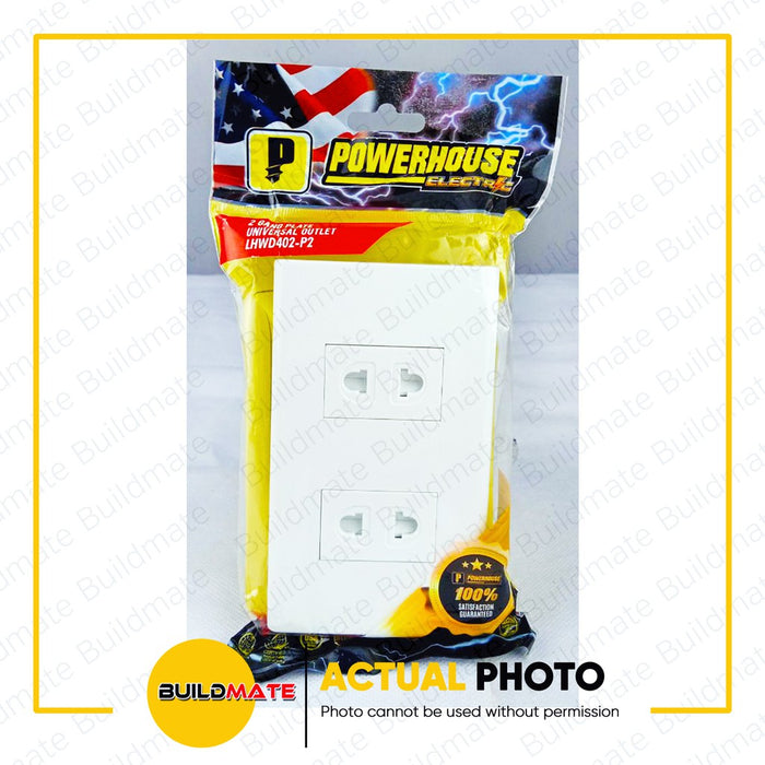 LIGHTHOUSE Electric 2 Gang Plate w/ Universal Outlet 120mm x 70mm 250V-16A LHWD-402-P2 PHLH