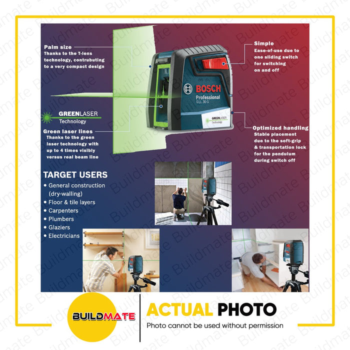 BOSCH Professional GLL 30 G Green Beam Laser Level 0601063V80 •BUILDMATE• BMT