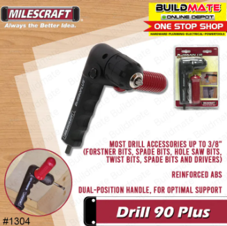 Milescraft Drill90PLUS - Embout Perceuse à Angle Droit 90° - Mandrin 10 Mm - Pour Espaces Restreints