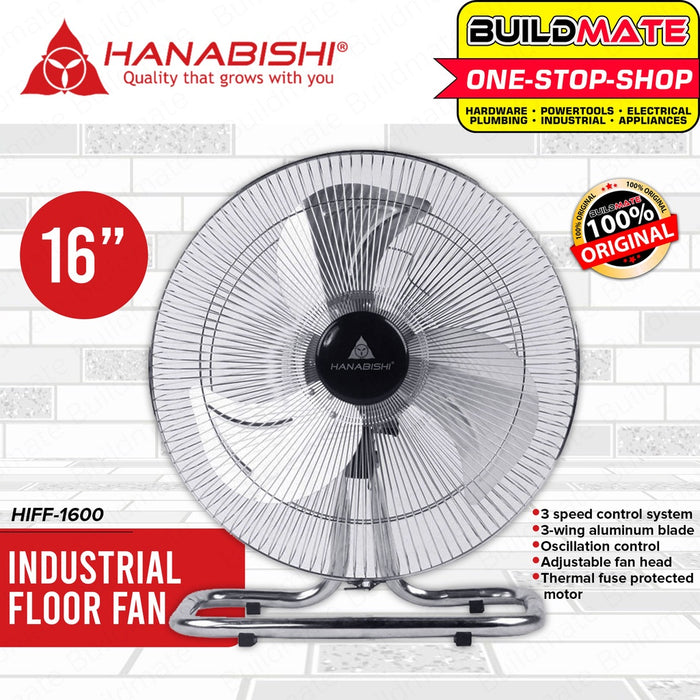 HANABISHI INDUSTRIAL Floor Electric Fan 16" CHROME HIFF-1600 •BUILDMATE•