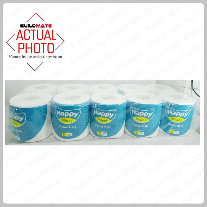 HAPPY WIPES Tissue Roll 3PLY (SOLD PER 10'S) •BUILDMATE•