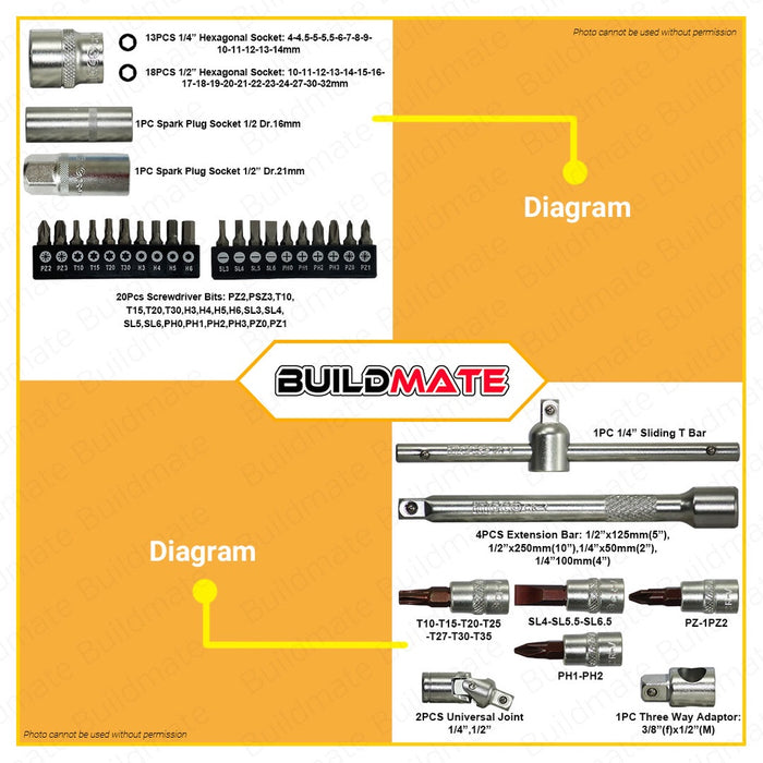 INGCO Hand Tools Set 100 PCS/SET HKTHP1001 100% ORIGINAL / AUTHENTIC •BUILDMATE• IHT