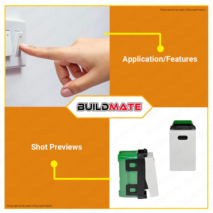 OMNI 1-Way Illuminated Switch ABS Material Wide Series 16A WWS-214 •BUILDMATE•