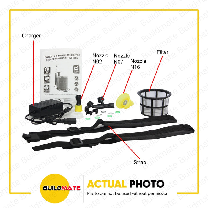 POWERHOUSE 2 IN 1 Knapsack Dual Sprayer Battery Operated Sprayer 18 LITERS PH-AGRI12V-18L •BUILDMATE• PHPT