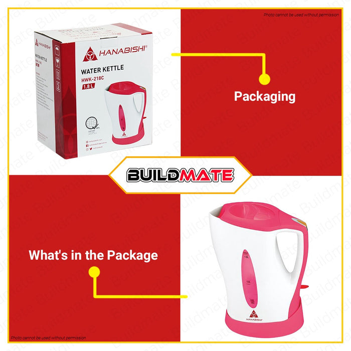 HANABISHI Cordless Water Electric Kettle 1.8L HWK-218C •BUILDMATE•