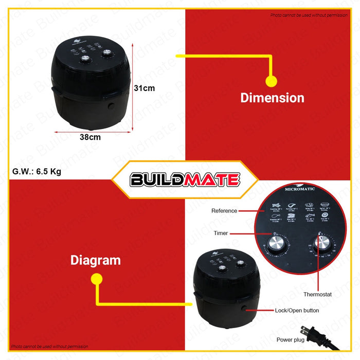MICROMATIC Digital Air Fryer Non Stick Convection Oven 7L 1500W MAF-700 •BUILDMATE•