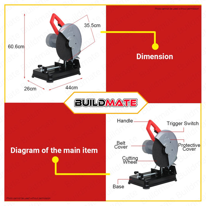 ZEKOKI JAPAN 355mm 14" Inches Cut Off Machine Belt-driven Cutting Chop Saw ZKK-3550CS •BUILDMATE•