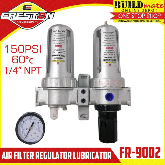 CRESTON Air Filter Regulator Lubricator 150PSI 1/4" NPT FR-9002