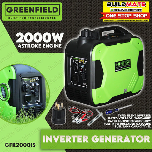 GREENFIELD Inverter Gasoline Generator GENSET 2000W 60HZ SMART RPM GFK2000IS •BUILDMATE•