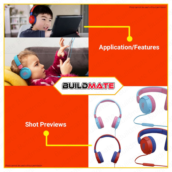 JBL Corded Headset On Ear Headphone Kids with Mic JR310 BLUE | RED SOLD PER PIECE •BUILDMATE•