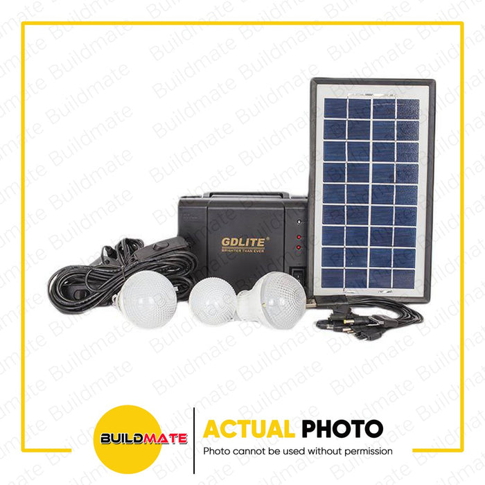 GDLITE GERMAN 8006A Solar Lights Emergency Lighting System Kit BLACK with USB Outlet and Solar Panel