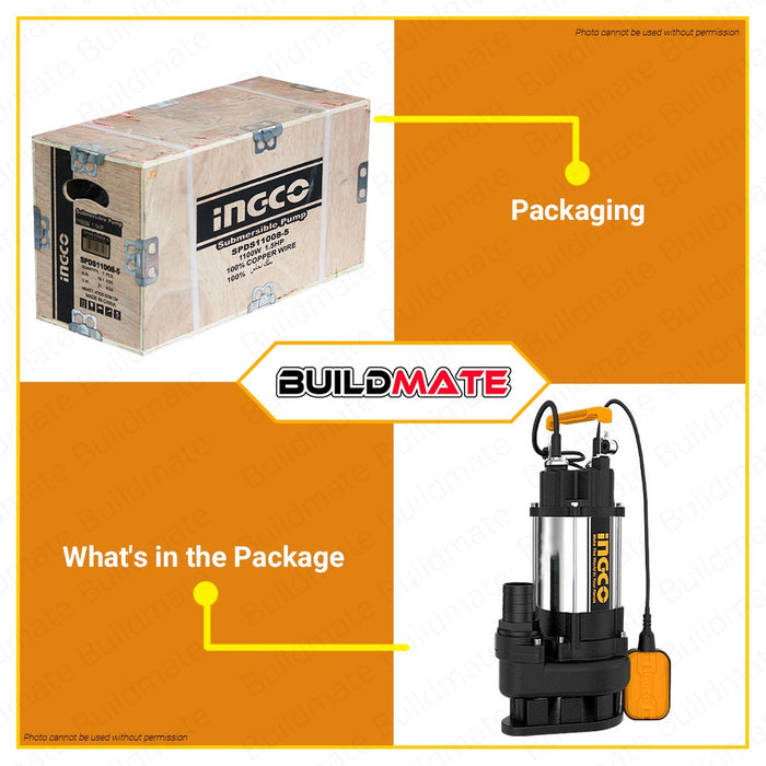 INGCO Submersible Pump 1100W (1.5HP) Clean & Dirty Water Transfer Pump •BUILDMATE• SPDS11008-5 IIT