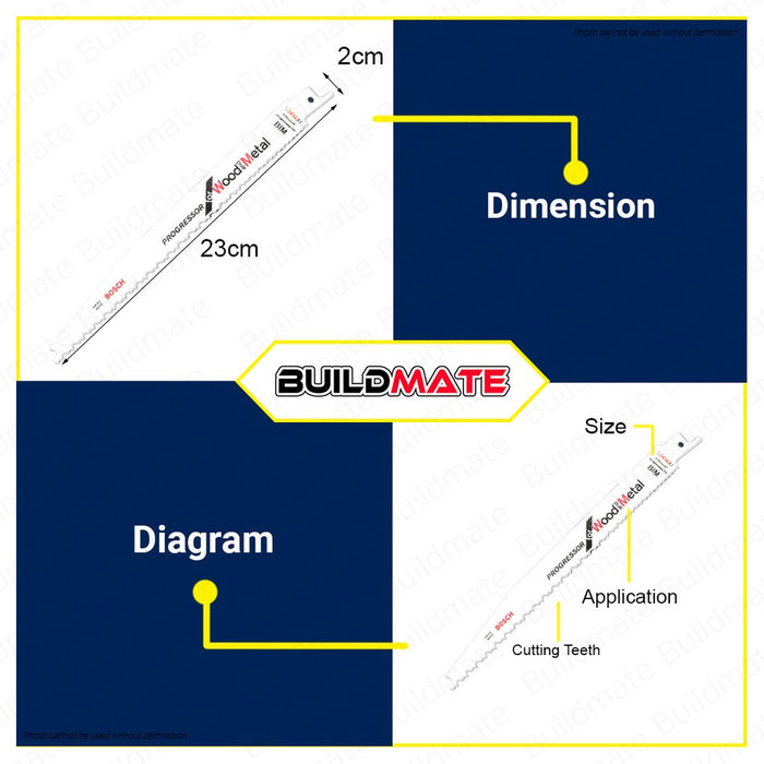 BOSCH S3456XF Progressor For Wood and Metal Reciprocating Saw Blade 8" 200mm (5PCS/PACK) BAX