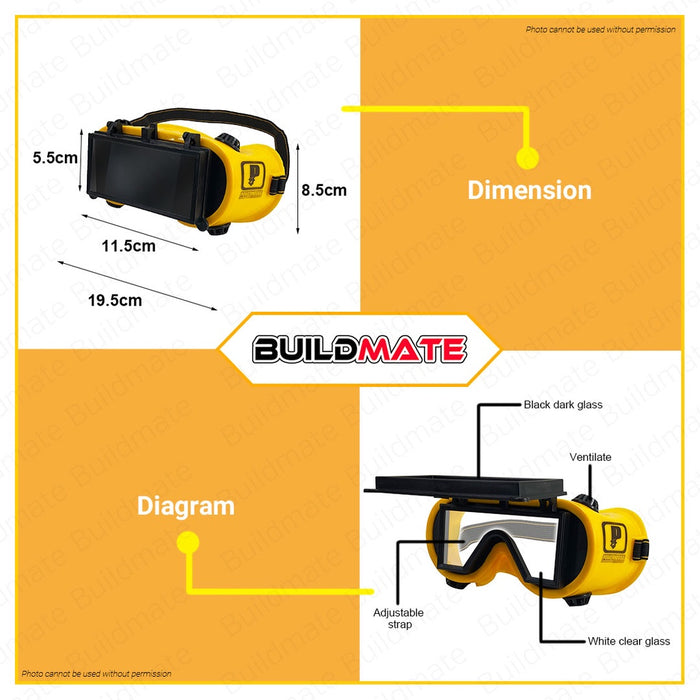 POWERHOUSE Safety Welding Goggles Flip Up Combination Type Clear Dark Glass Shade •BUILDMATE• PHWTA