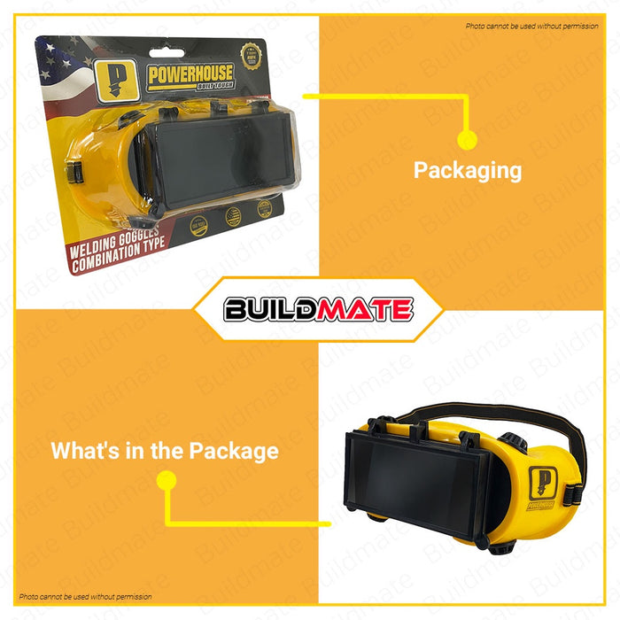 POWERHOUSE Safety Welding Goggles Flip Up Combination Type Clear Dark Glass Shade •BUILDMATE• PHWTA