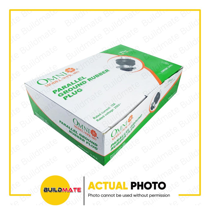 [WHOLESALE] BUILDMATE Omni 24pcs Parallel Ground Rubber Plug 15A 250V Heavy Duty 3-Prong Male Electrical Power Plug Connector Replacement  WPR-003