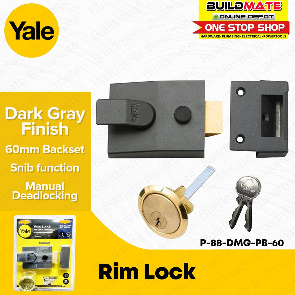 YALE Original Rim Lock Dead Lock with Manual Deadlocking P-88-DMG-PB-6 ...