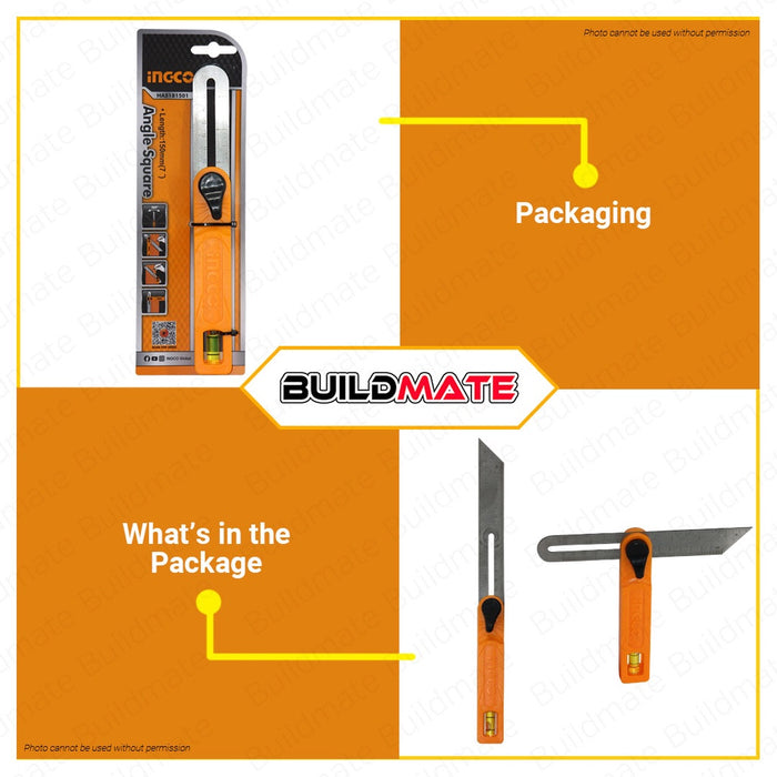 INGCO Angle Corner Speed Square Ruler 7" 150mm with Horizontal Bubble HAS181501 •BUILDMATE• HT2