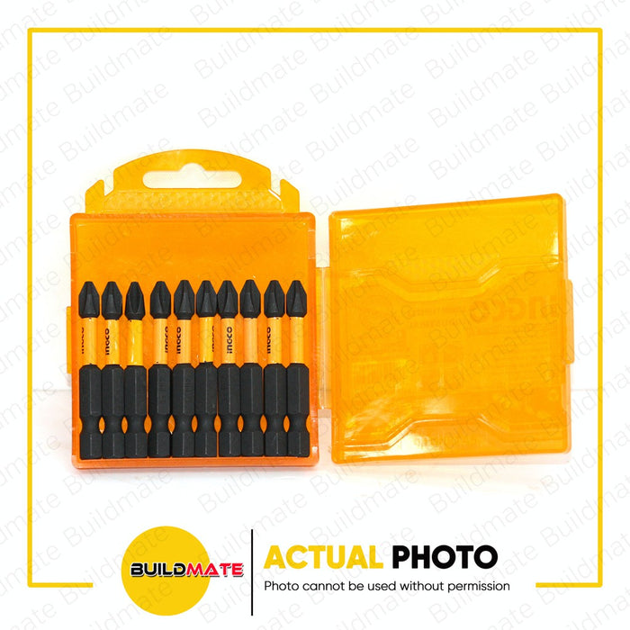 INGCO Industrial Impact Screwdriver Bit 10PCS/SET Steel Black Surface SDBIM11PH223 •BUILDMATE• IHT