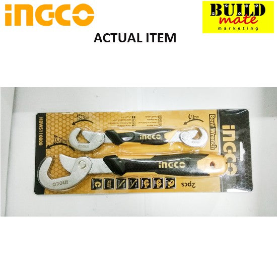 BUILDMATE Ingco 2PCS/SET Bent Wrench Single / Double Open End Wrench Spanner Repairing Hand Tool Set SOLD PER SET HBWS110808 / HBWS09328 - IHT