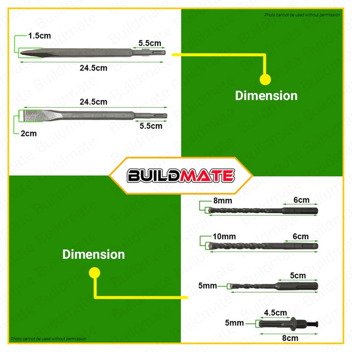 HOYOMA JAPAN SDS Plus Concrete Drill Bits 6 PCS/SET HT-SP6K 100% ORIGINAL •BUILDMATE• HYMHT