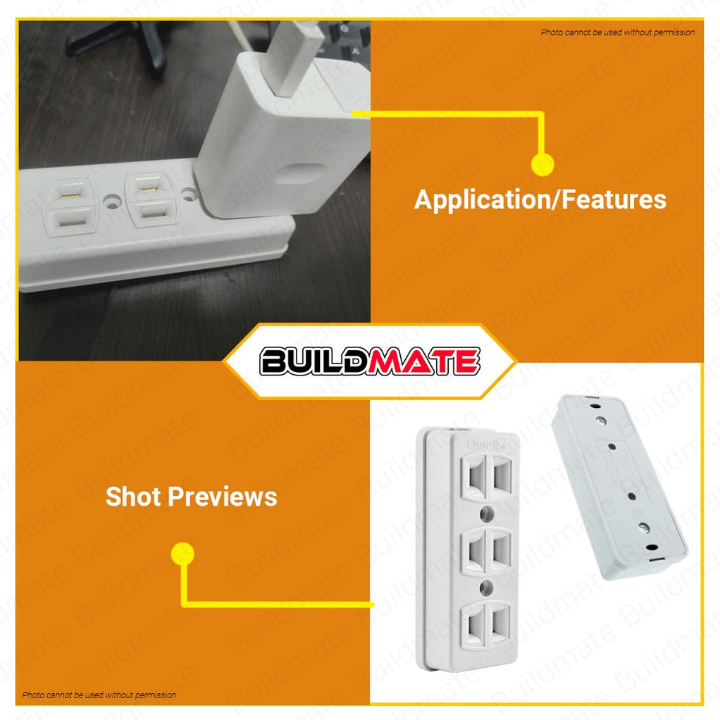 OMNI Spring Type Outlet 3 Gang 10A 250V STO-003 •BUILDMATE• — Buildmate