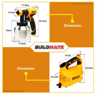 INGCO Floor Based HVLP Spray Gun 550W 800ml (Aluminum Can) Electric Spray SPG5008-2 •BUILDMATE• IPT