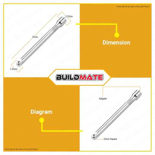 Hoteche 1/2" inches Drive Extension Bar 250mm Cr-V HTC-200510 100% ORIGINAL / AUTHENTIC •BUILDMATE•