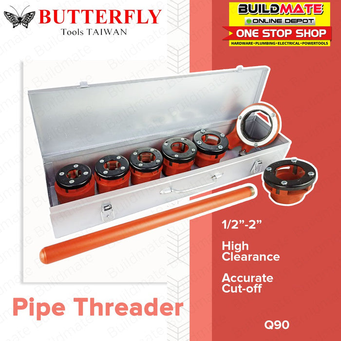BUTTERFLY Pipe Threader 1/2" to 2" with 5 Dies Q90 •BUILDMATE•