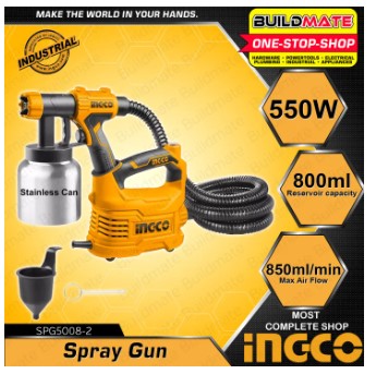 INGCO Floor Based HVLP Spray Gun 550W 800ml (Aluminum Can) Electric Spray SPG5008-2 •BUILDMATE• IPT