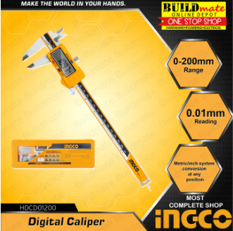 BUILDMATE Ingco Digital Caliper 0-200mm Metric/Inch System Conversion Calliper Ruler HDCD01200 • IHT