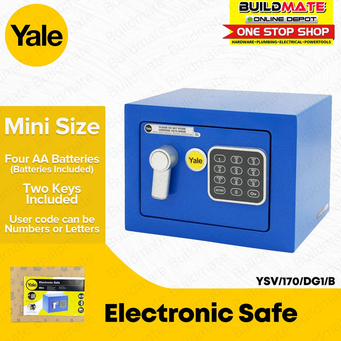 YALE Mini Electronic Value Safe YSV-170-DB1 BLACK | BLUE •BUILDMATE•