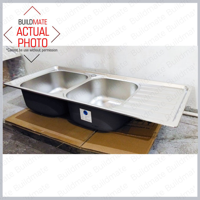 SUGI DOUBLE Bowl Stainless Steel Kitchen Sink with Table and Fittings SD4118 •BUILDMATE•